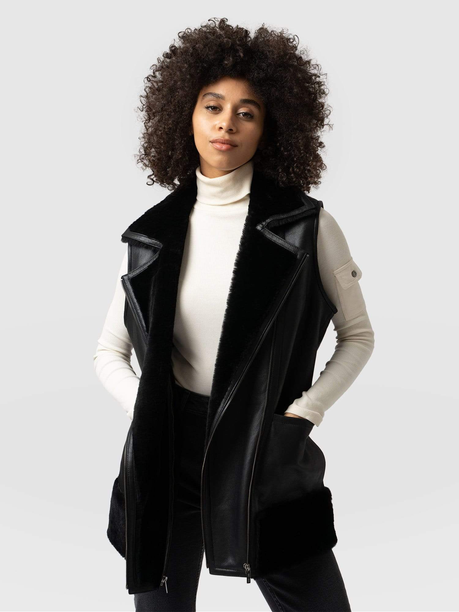 Ruby Reversible Shearling Gilet - Black